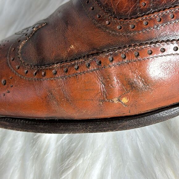 Salvatore Ferragamo VTG Cognac Wingtip Lace Up Oxford‎ Shoes Sz 8D main image 9